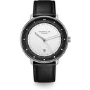Sternglas HAMBURG EDITION BAUHAUS 42mm Quartz Watch S01-HHB10-EB02, Silver-Graphite Dial, Sapphire Crystal, Black Leather Strap, 5 ATM Water Resistant