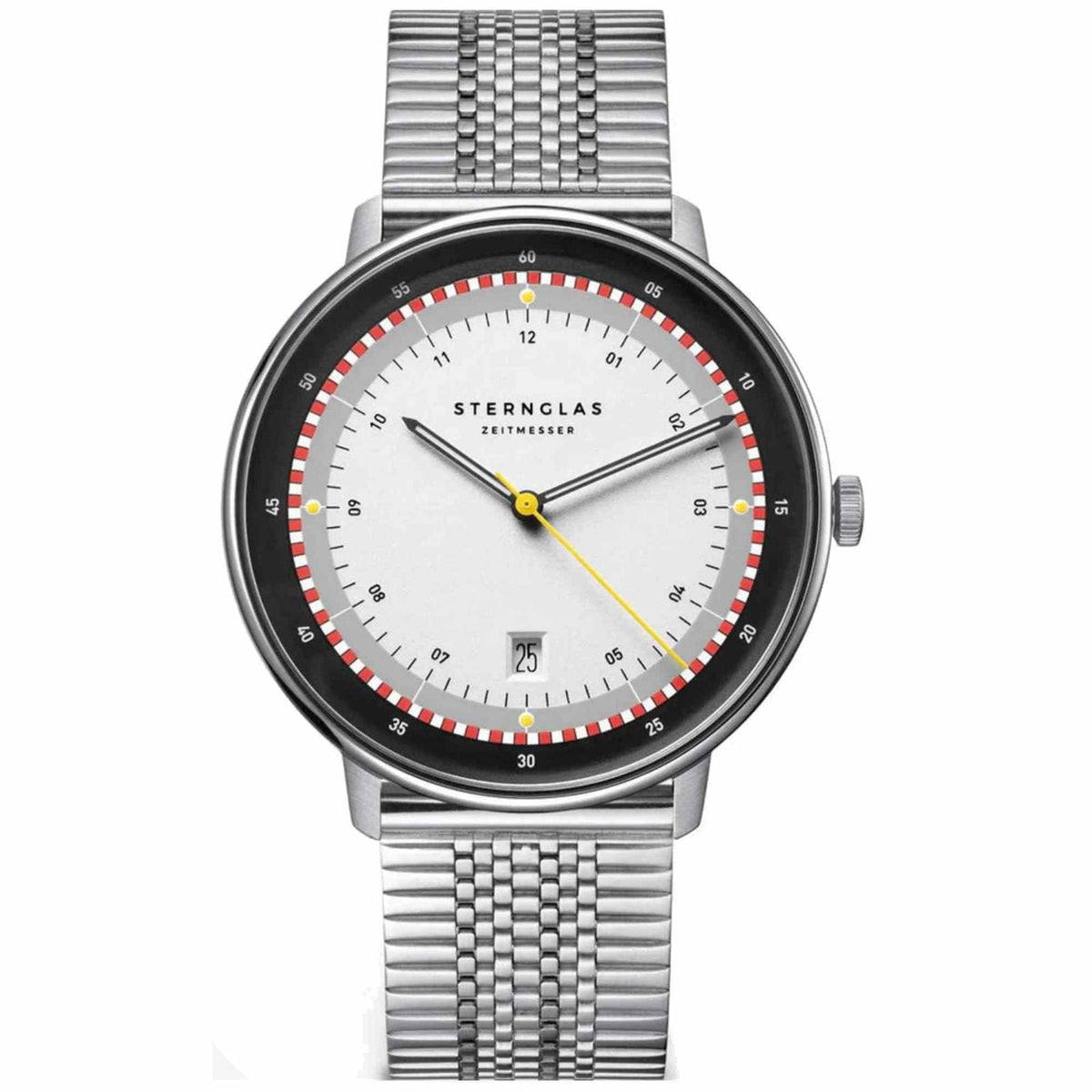 Sternglas HAMBURG Edition Hafen 42mm Watch S01-HHH16-ME08, White Dial, Sapphire Crystal, SuperSlim Stainless Steel Strap, 5 ATM Water Resistant