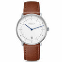 Sternglas Naos 38mm Quartz Watch S01-NA01-MO02, White Silver Dial, Sapphire Crystal, Premium Brown Modena Leather Strap, 5 ATM Water Resistant