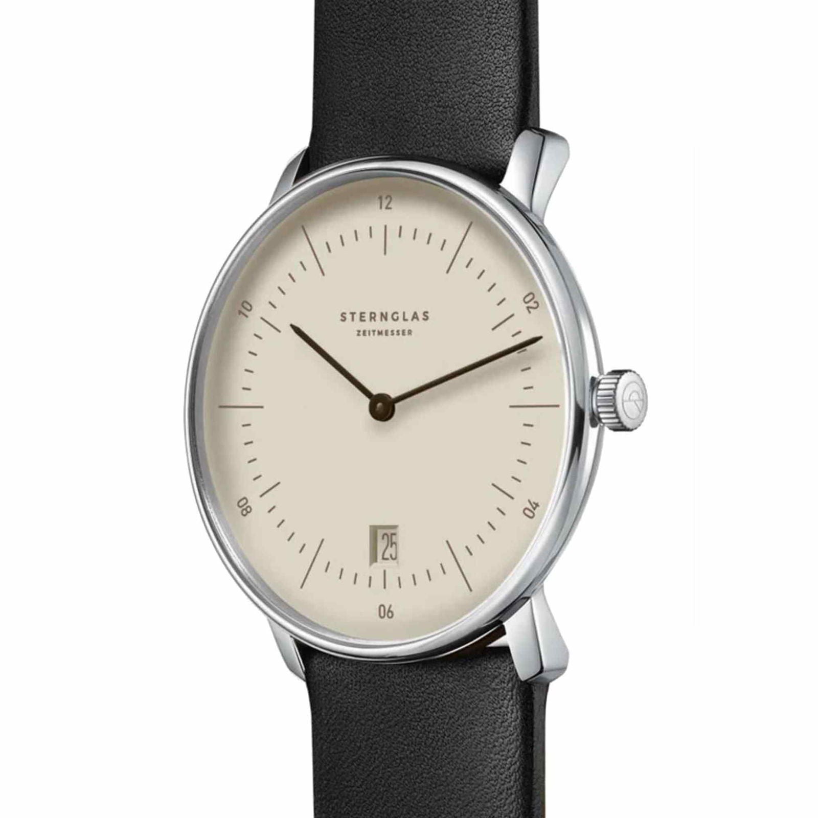 Sternglas NAOS 38mm Quartz Watch S01-NA38-PR07, Light Brown Dial, Sapphire Crystal, Premium Black Leather Strap, 5 ATM Water Resistant