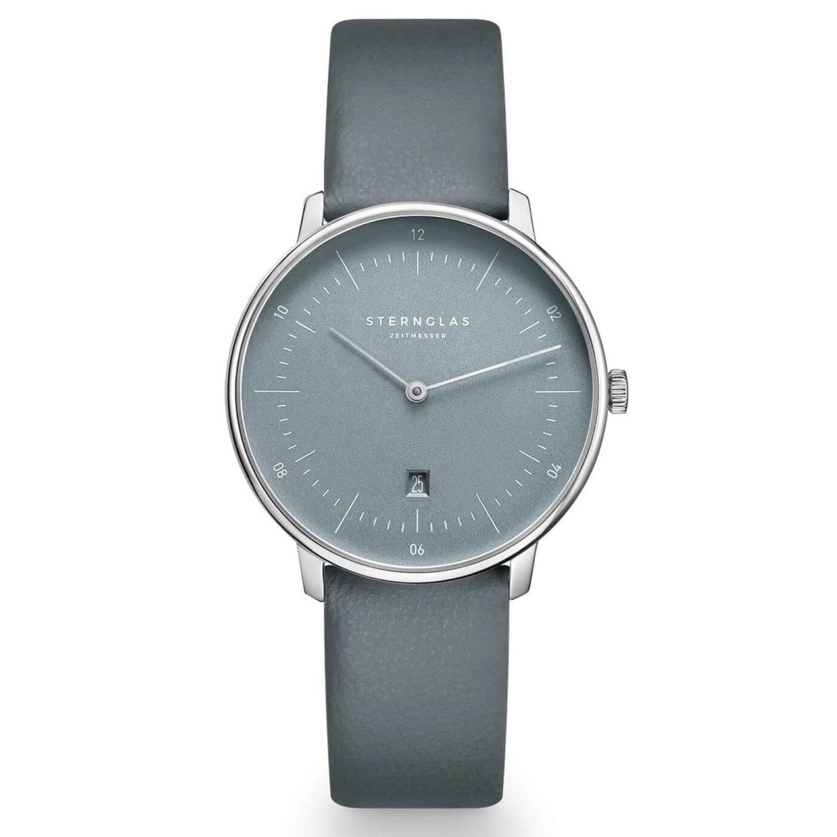 Sternglas NAOS XS EDITION FLORA 33mm Quartz Watch S01-NDF17-KL10, Ice Blue Silver Dial, Sapphire Crystal, Classic Blue Leather Strap, 5 ATM Water Resistant