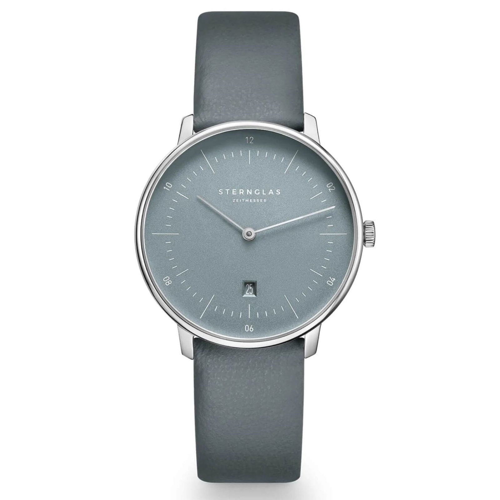 Sternglas NAOS XS EDITION FLORA 33mm Quartz Watch S01-NDF17-KL10, Ice Blue Silver Dial, Sapphire Crystal, Classic Blue Leather Strap, 5 ATM Water Resistant