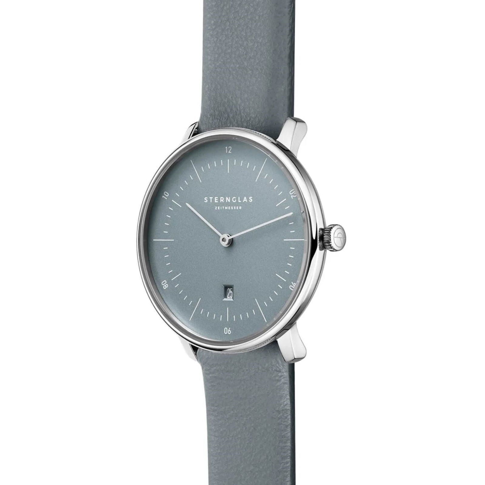 Sternglas NAOS XS EDITION FLORA 33mm Quartz Watch S01-NDF17-KL10, Ice Blue Silver Dial, Sapphire Crystal, Classic Blue Leather Strap, 5 ATM Water Resistant