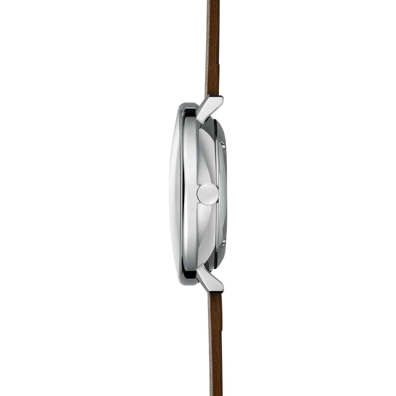 Sternglas HAMBURG 42mm Automatic Watch S02-HH10-PR04, Silver-Satined Dial, Sapphire Crystal, Premium Dark Brown Leather Strap, 5 ATM Water Resistant