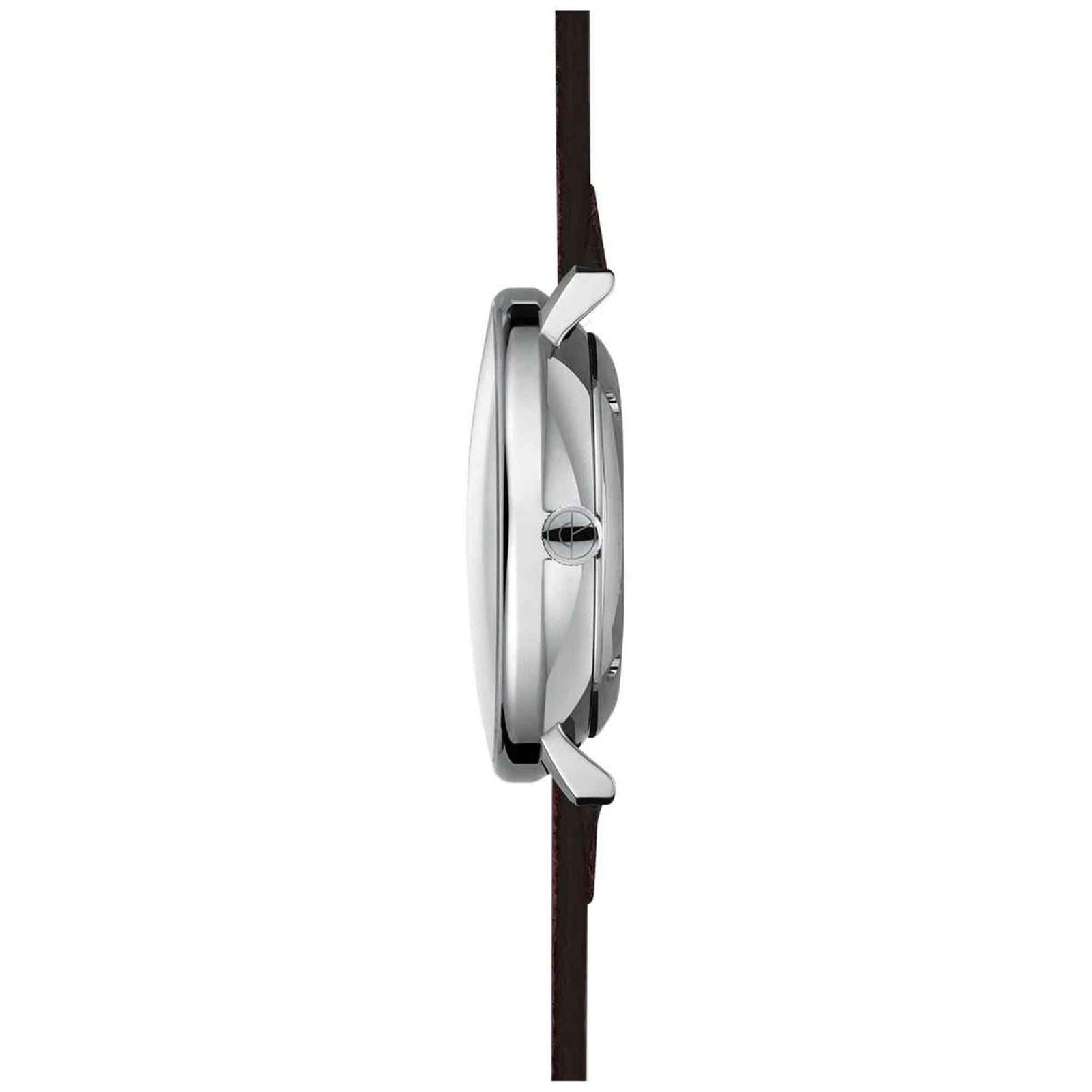 Sternglas HAMBURG AUTOMATIC 42mm Watch S02-HH10-VI11, Satined Silver Dial, Sapphire Crystal, Vintage Mocha Leather Strap, 5 ATM Water Resistant