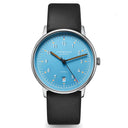 Sternglas LUMATIK Automatic 38mm Watch S02-LM17-PR07, Light Blue Dial, Sapphire Crystal, Black Leather Strap, 5 ATM Water Resistant