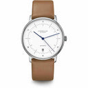 Sternglas Naos/A 38mm Automatic Watch S02-NA01-PR01, White Silver Dial, Sapphire Crystal, Premium Brown Leather Strap, 5 ATM Water Resistant