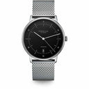 Sternglas Naos/A 38mm Automatic Watch S02-NA03-MI04, Black Silver Dial, Sapphire Crystal, Milanaise Silver Strap, 5 ATM Water Resistant