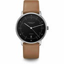 Sternglas Naos/A 38mm Automatic Watch S02-NA03-PR01, Black Silver Dial, Sapphire Crystal, Premium Brown Leather Strap, 5 ATM Water Resistant