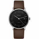Sternglas Naos/A 38mm Automatic Watch S02-NA03-PR04, Black Silver Dial, Sapphire Crystal, Premium Dark Brown Leather Strap, 5 ATM Water Resistant