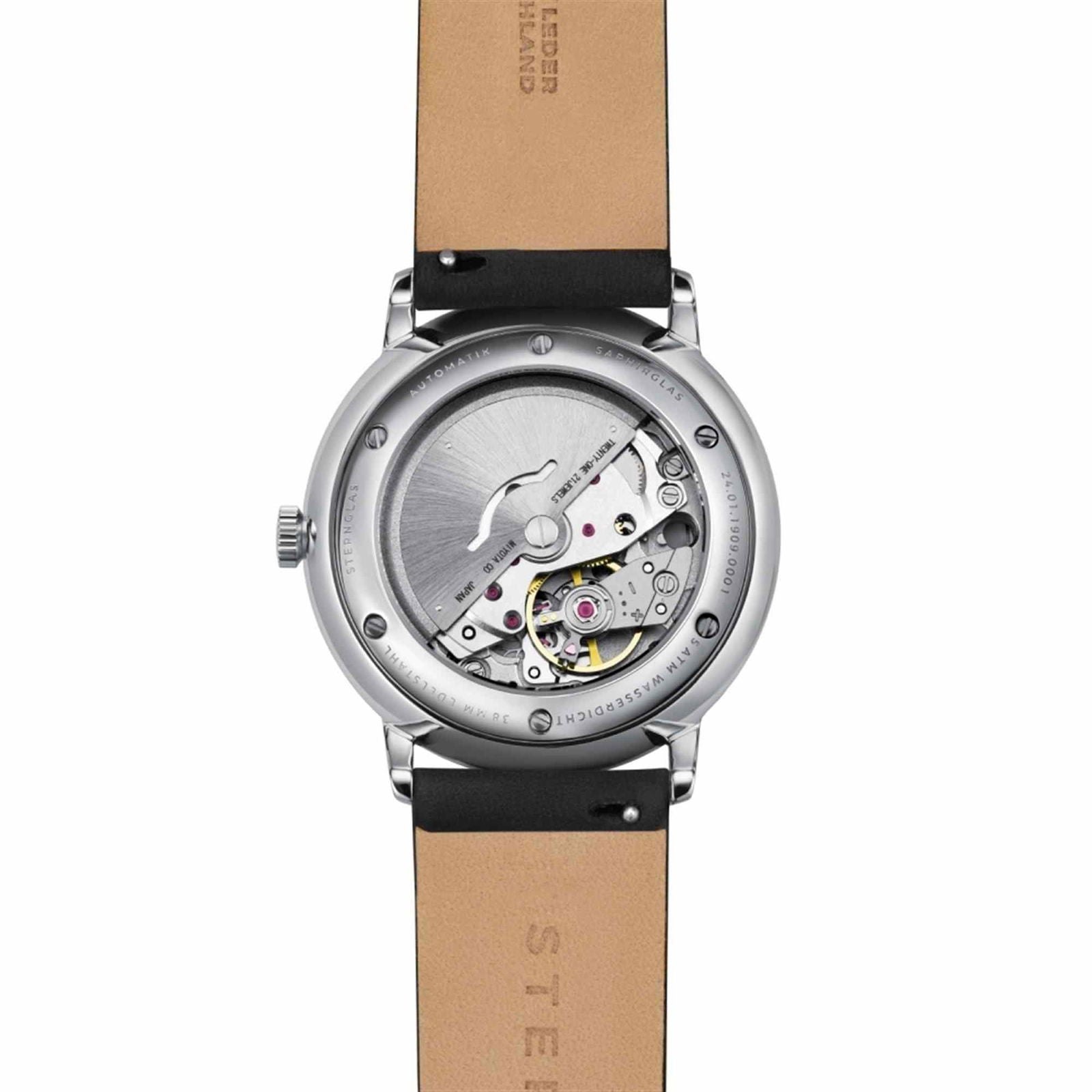Sternglas Naos/A 38mm Automatic Watch S02-NA06-PR07, Sunburst Blue Silver Dial, Sapphire Crystal, Premium Black Leather Strap, 5 ATM Water Resistant