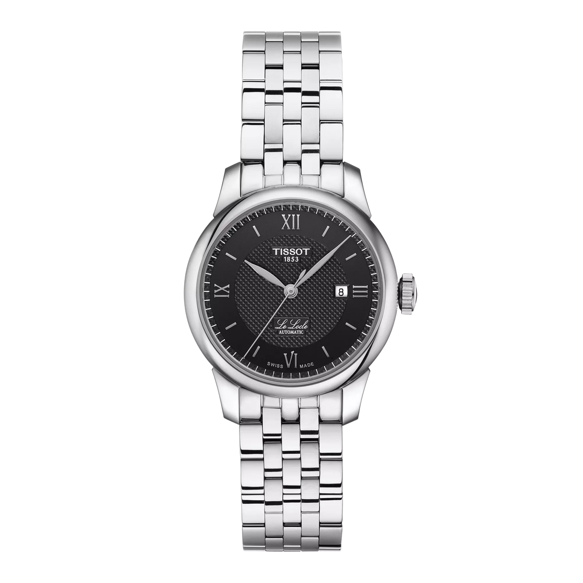 Tissot Le Locle Automatic Lady 29mm Watch T0062071105800, Black Dial, Stainless Steel Bracelet, Swiss Made, Sapphire Crystal, 30M Water Resistance