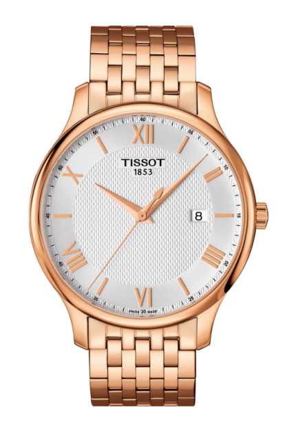 Tissot Tradition Silver Dial Rose Gold PVD Men's Watch T063.610.33.038.00