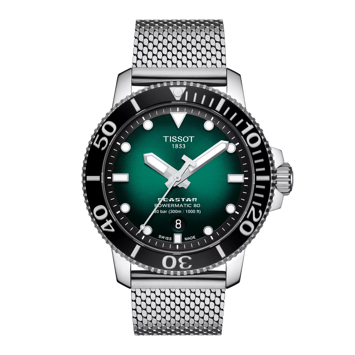 Tissot Seastar 1000 Powermatic 80 43mm Men's Graded Green-Black Dial Watch T120.407.11.091.00