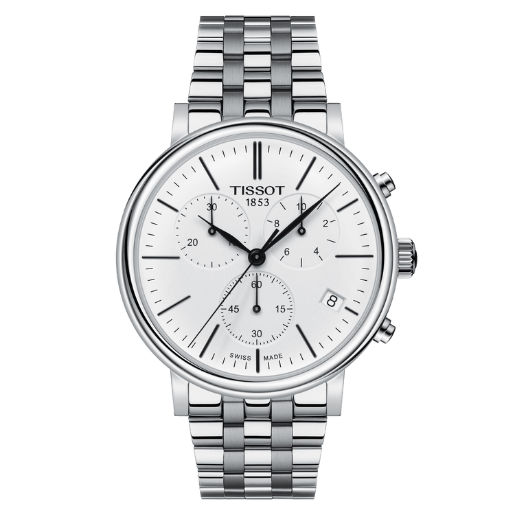 Tissot T-Classic Carson Premium Chronograph Quartz White Dial Men's Watch