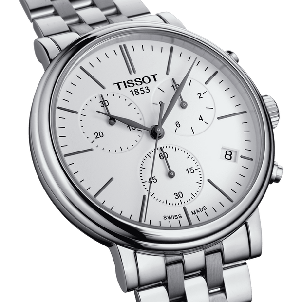 Tissot T-Classic Carson Premium Chronograph Quartz White Dial Men's Watch T122.417.11.011.00