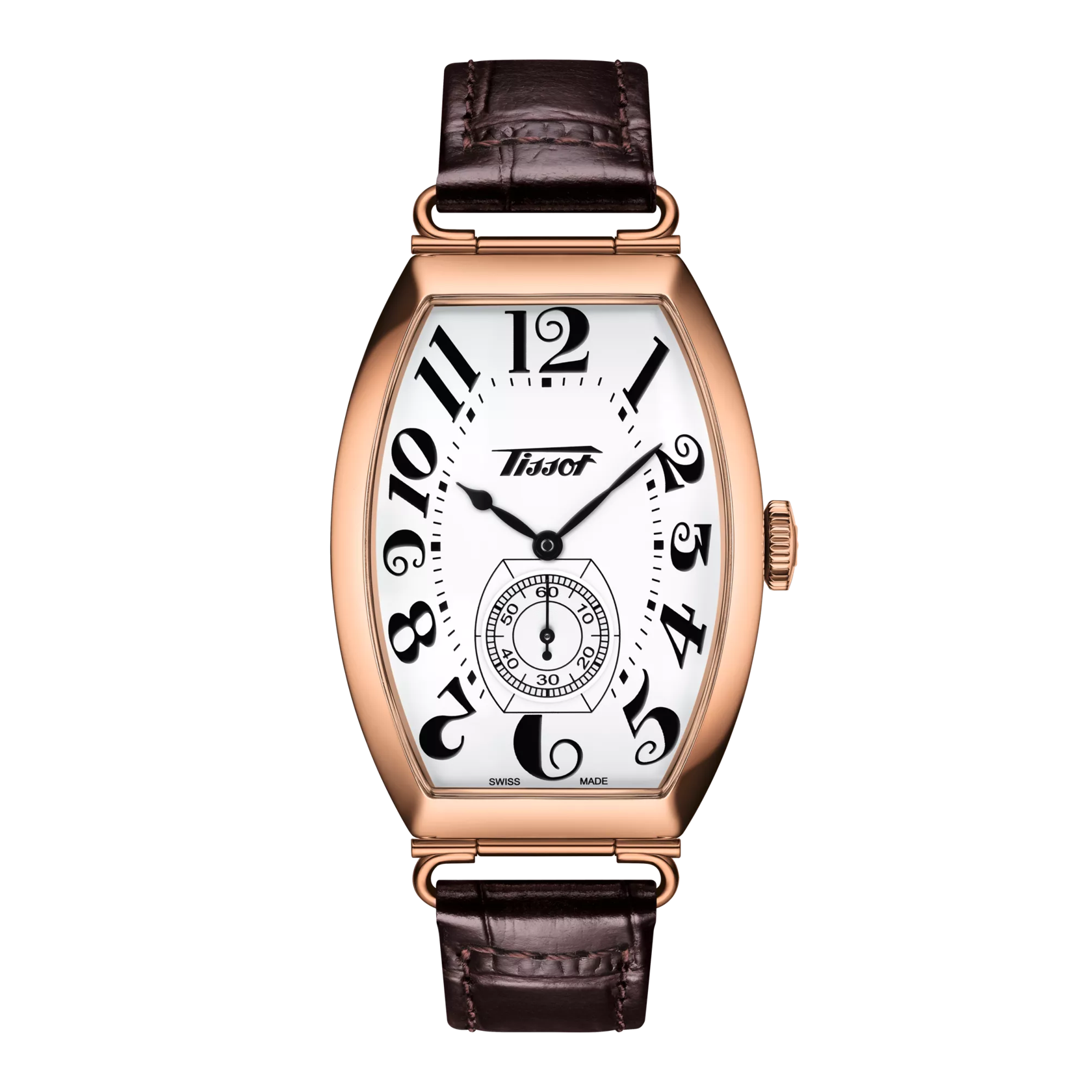 Tissot Unisex Heritage Porto Mechanical 31.1mm Watch T1285053601200, Swiss Mechanical, White Dial, Brown Leather Strap, 30m Water Resistance