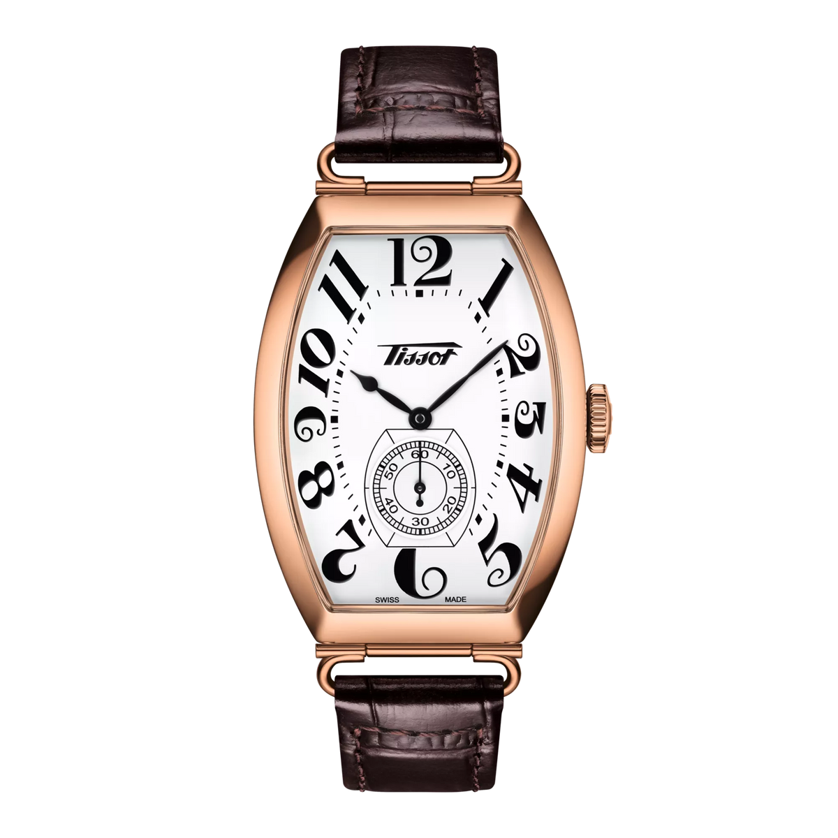 Tissot Unisex Heritage Porto Mechanical 31.1mm Watch T1285053601200, Swiss Mechanical, White Dial, Brown Leather Strap, 30m Water Resistance