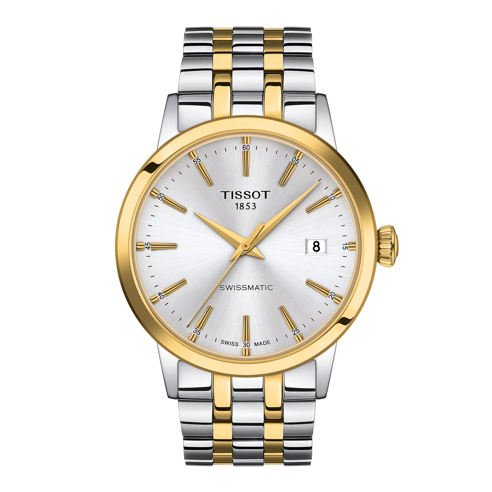 Tissot Classic Dream Swissmatic 42mm Watch T1294072203101, Automatic, Yellow Gold & Silver Two-Tone, 72h Power Reserve, Sapphire Crystal, 50M Water Resistance