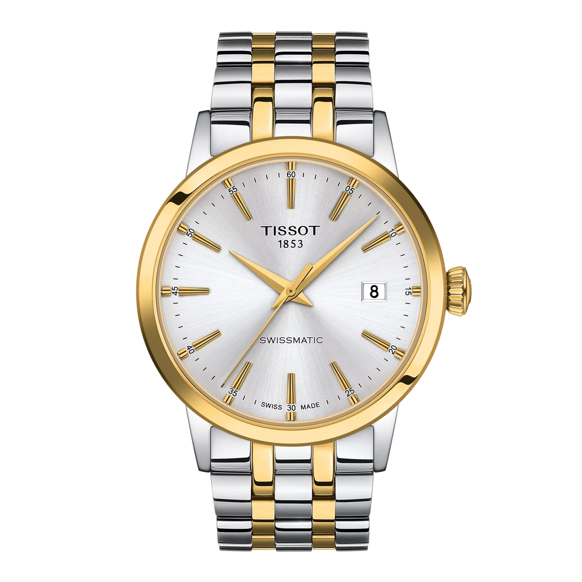Tissot Classic Dream Swissmatic 42mm Watch T1294072203101, Automatic, Yellow Gold & Silver Two-Tone, 72h Power Reserve, Sapphire Crystal, 50M Water Resistance