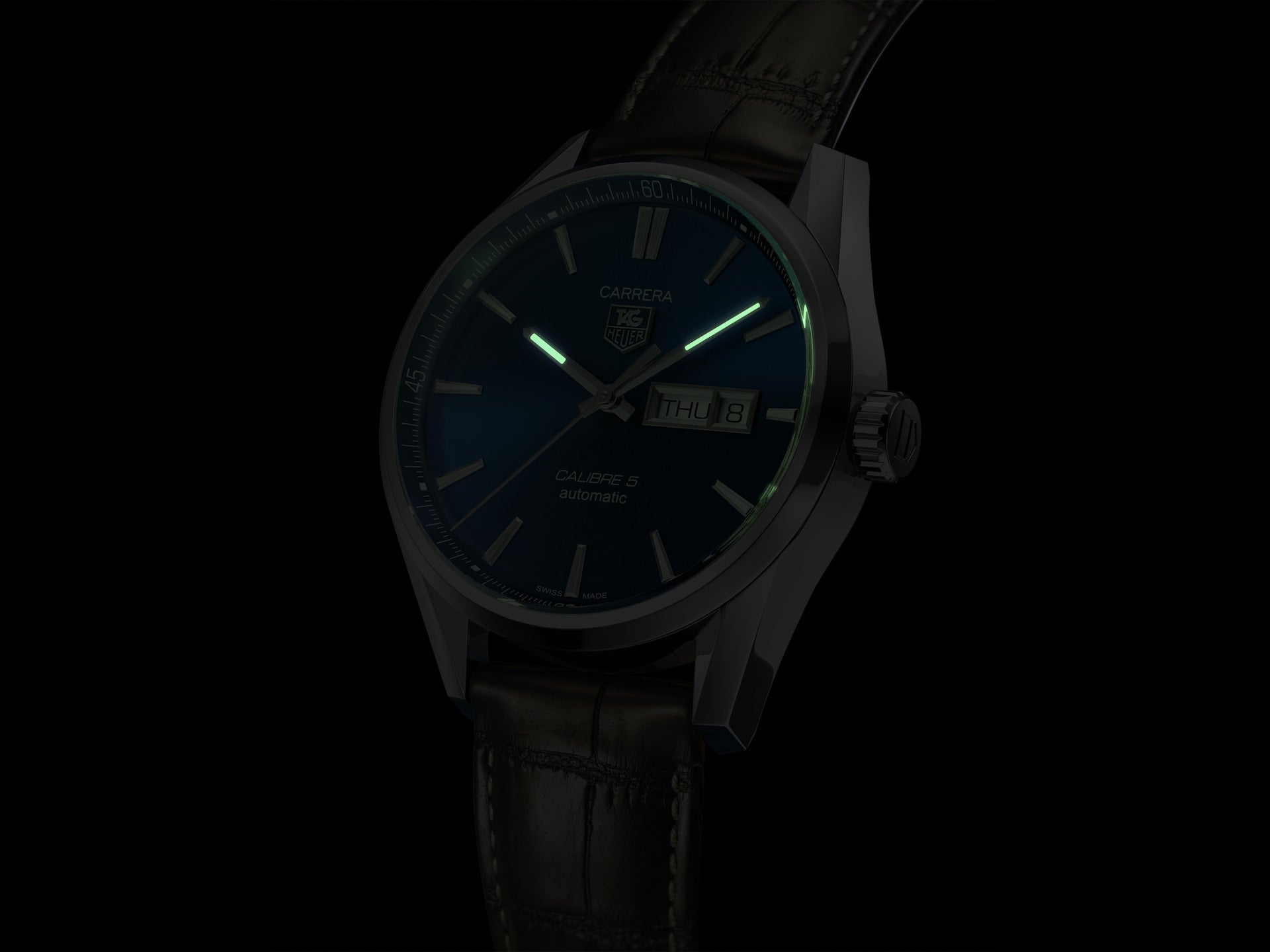 Tag Heuer Carrera Automatic Blue Alligator Strap Men's Watch WAR201E.FC6292