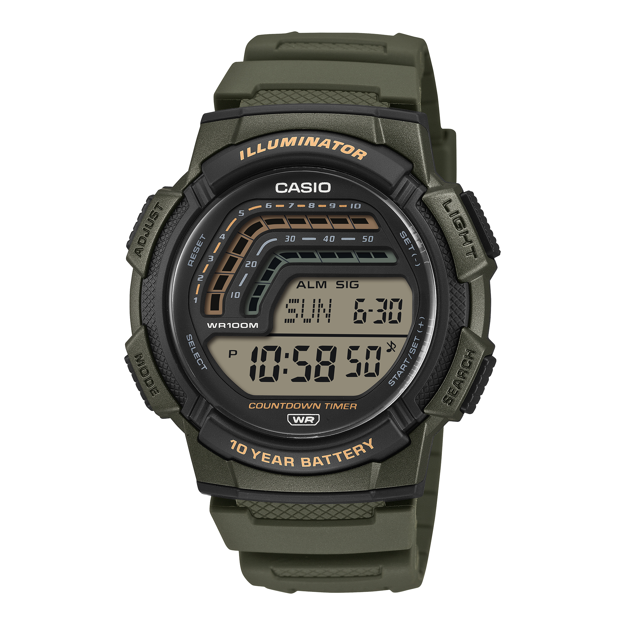 Casio Sports Timer Digital Watch WS-1800-3AV