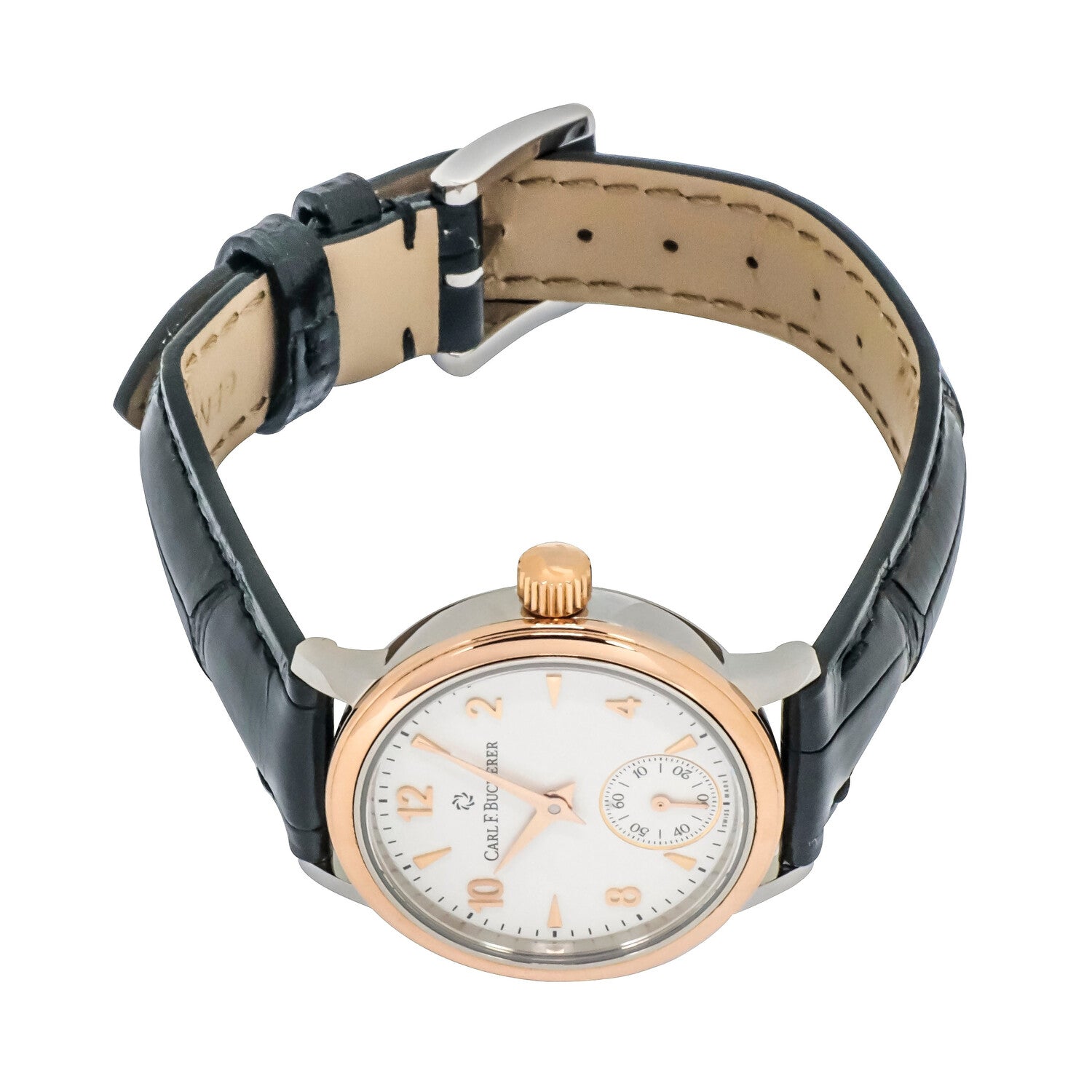 Carl F. Bucherer Adamavi Women's 28mm Manual-Wind Watch 00.10317.07.26.01 – Swiss Made, Silver Dial, Stainless Steel Case, Black Leather Strap, Exhibition Back, 30M Water Resistance