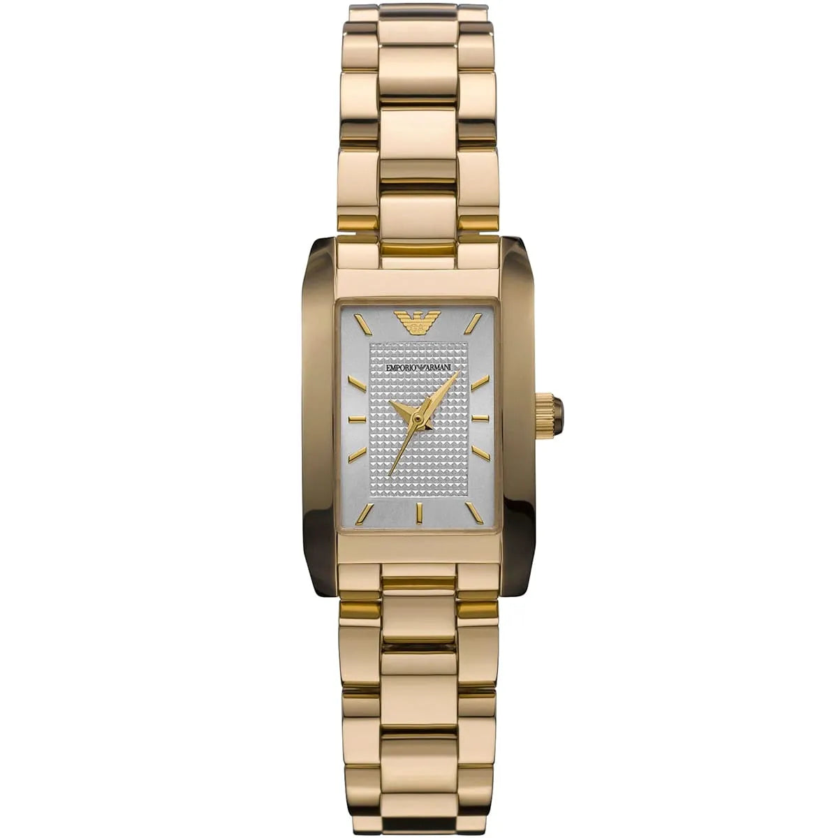 Emporio Armani AR0360 Square Silver Dial Gold 20mm Womens Watch