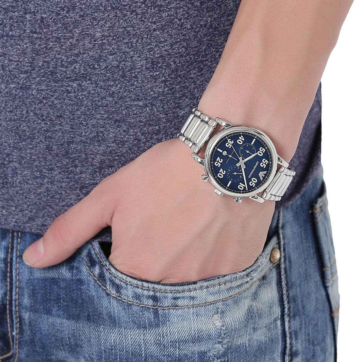 Emporio Armani Luigi 43mm Quartz Blue Dial Men's Watch AR11132