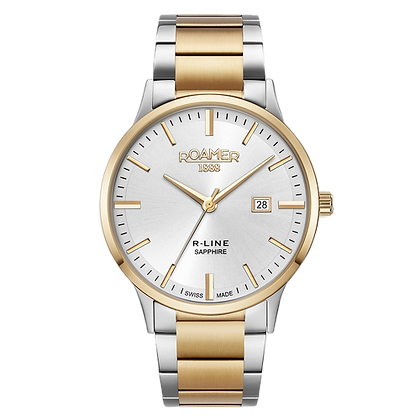 Roamer R-Line 43 mm Men’s Watch – Green Dial, Two-Tone Stainless Steel Strap, Swiss Quartz Movement