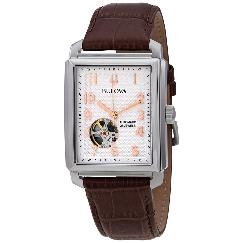 Bulova Sutton 33.1 x 49mm Automatic Silver White Dial Men's Watch 96A268