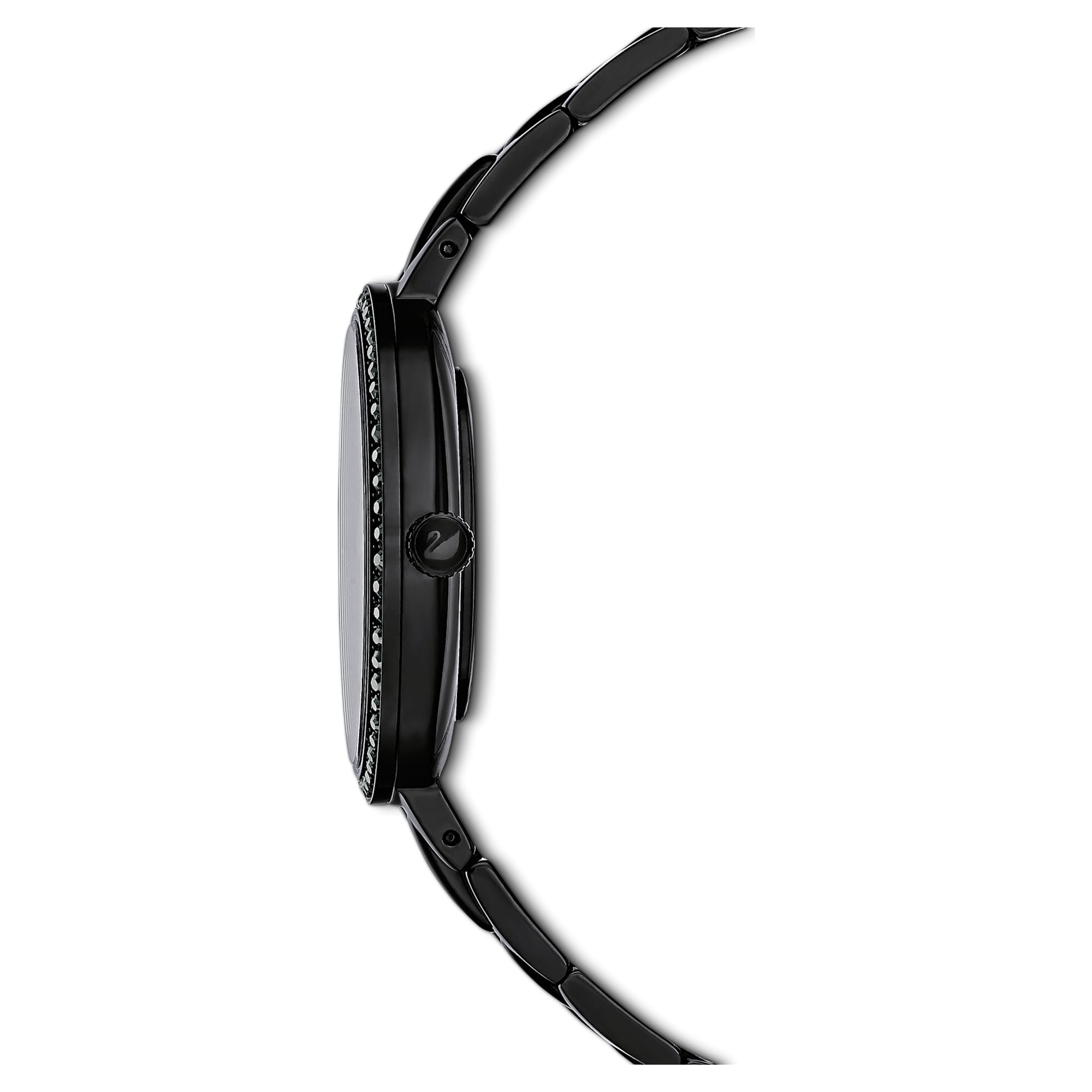 5484050 Swarovski Cosmopolitan Black Crystal & Rose Tone Watch – PVD Coated Ca