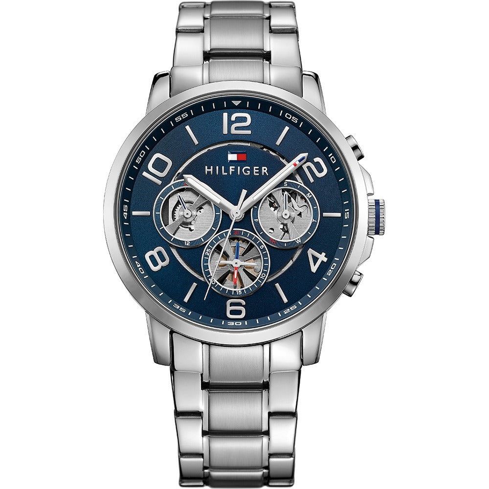Tommy Hilfiger 1791293 Keagan Watch – 44mm Stainless Steel, Blue Dial, Quartz Movement