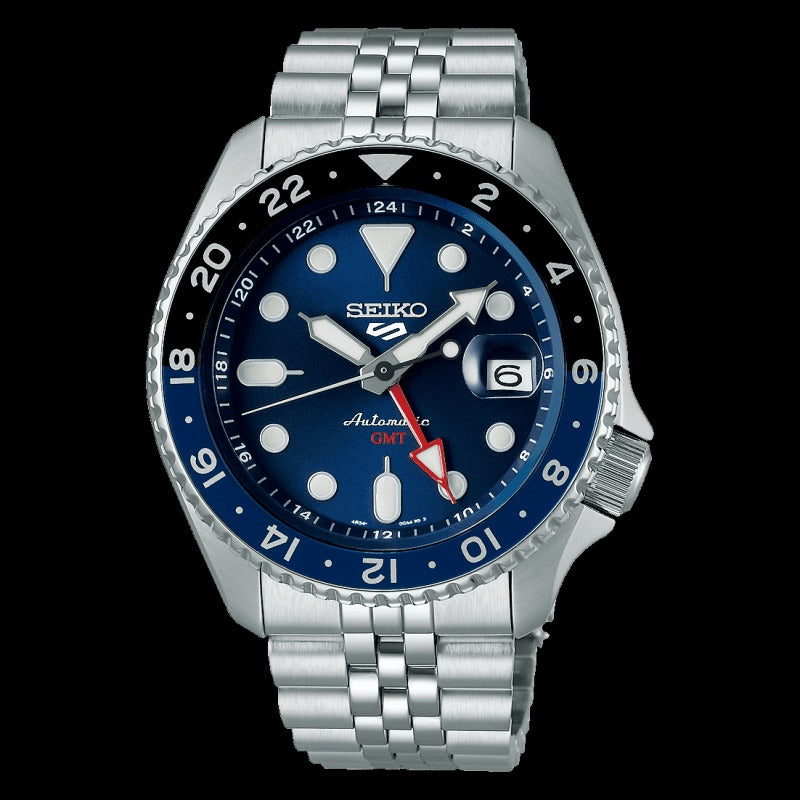 Seiko 5 Sports ‘Blueberry’ GMT SSK003K1 – Japanese Made Automatic Watch, 42.5mm, Hardlex Crystal, Stainless Steel, 100M Water Resistance
