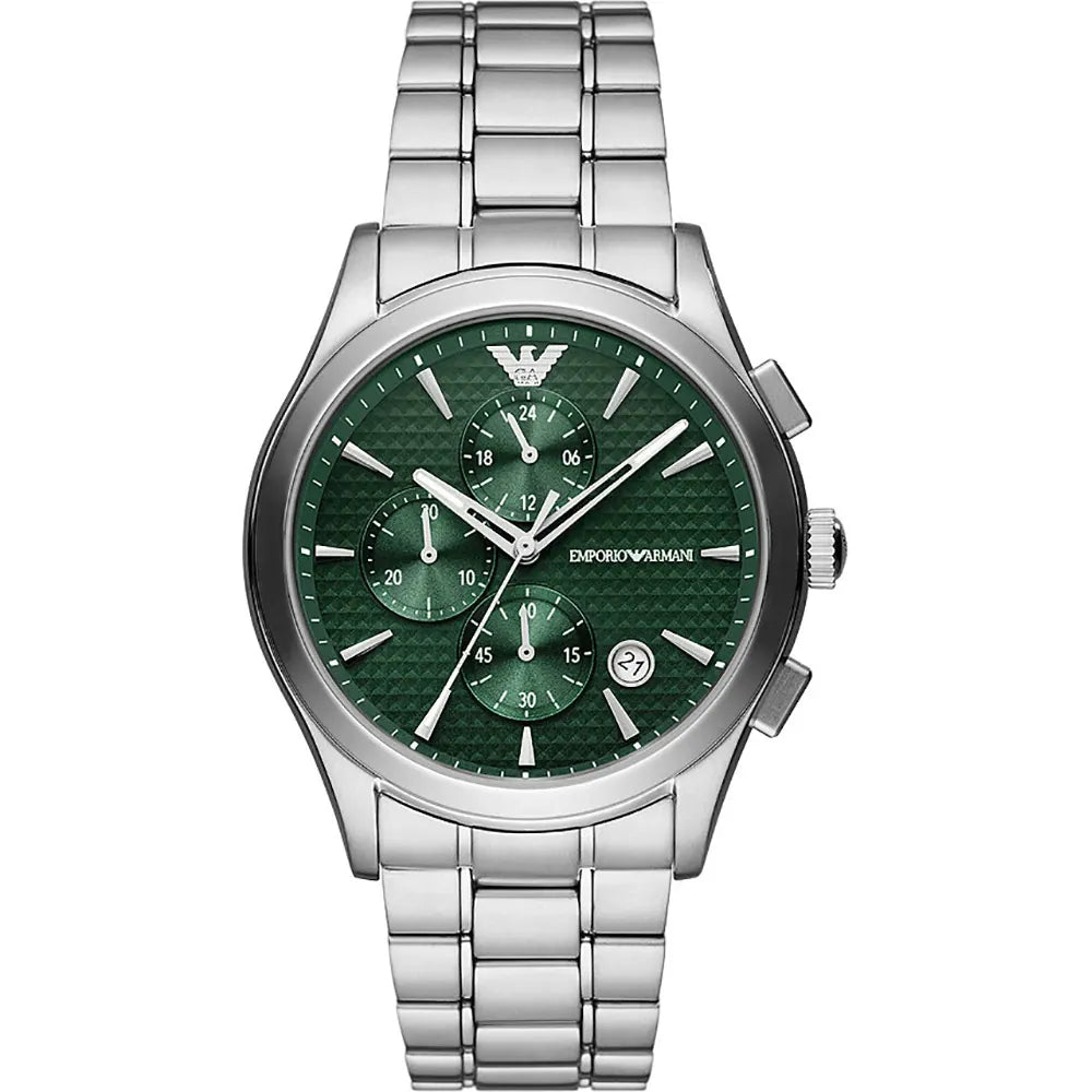 Emporio Armani AR11529 43mm Green Dial Silver Mens Watch