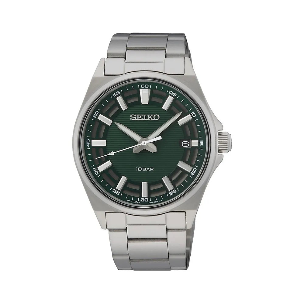 Seiko SUR503P1 – 40mm Quartz Watch, Green Dial, Stainless Steel Bracel