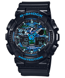 Casio G-Shock GA100CB-1A Watch | Blue Camouflage Dial, Magnetic Resistant, 200M Water Resistant