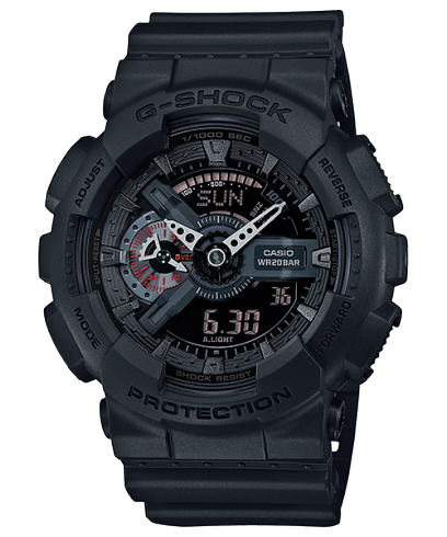 Casio G-Shock GA100MB-1A Watch | X-Large Matte Black, Red Accents, Analog-Digital, 200M Water Resistant