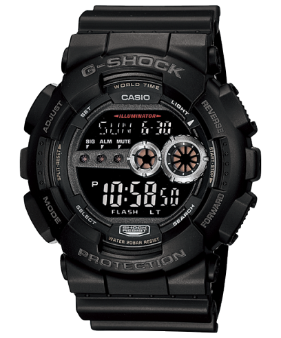 Casio G-Shock GD100-1B Watch | High-Brightness LED Backlight, Multi Time, Flash Alert, 200M Water Resistant
