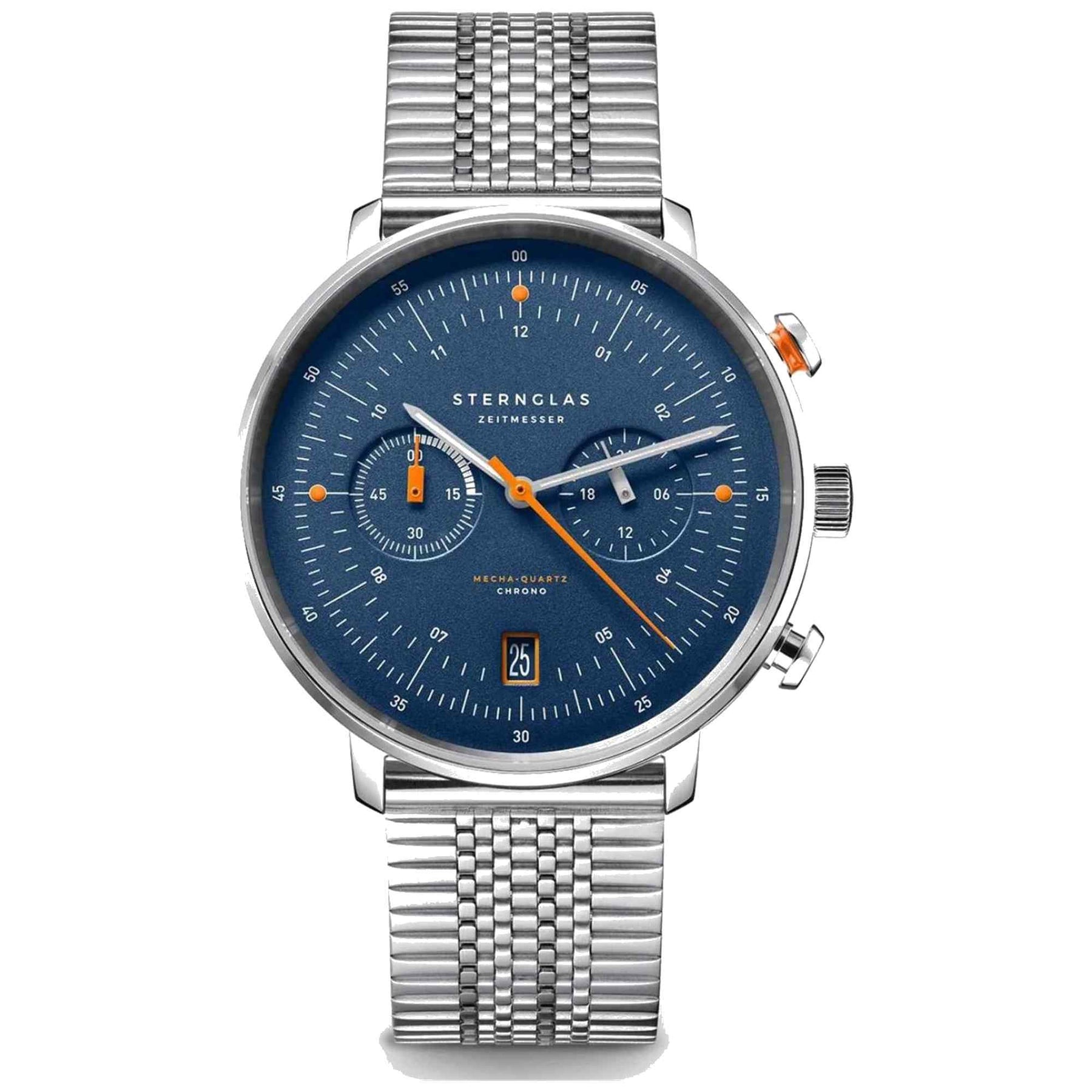 Sternglas Hamburg Chronograph Küste Edition 42mm Watch S01-HC06-ME08, Dark Blue Dial, Sapphire Crystal, SuperSlim Metal Bracelet, 5 ATM Water Resistant