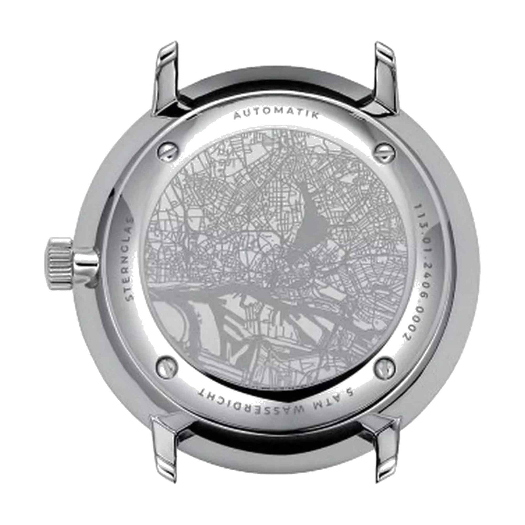 Sternglas HAMBURG Automatik 42mm Watch S02-HH39-BR03, Graphite Silver Dial, Sapphire Crystal, Bridle Dark Brown Leather Strap, 5 ATM Water Resistant