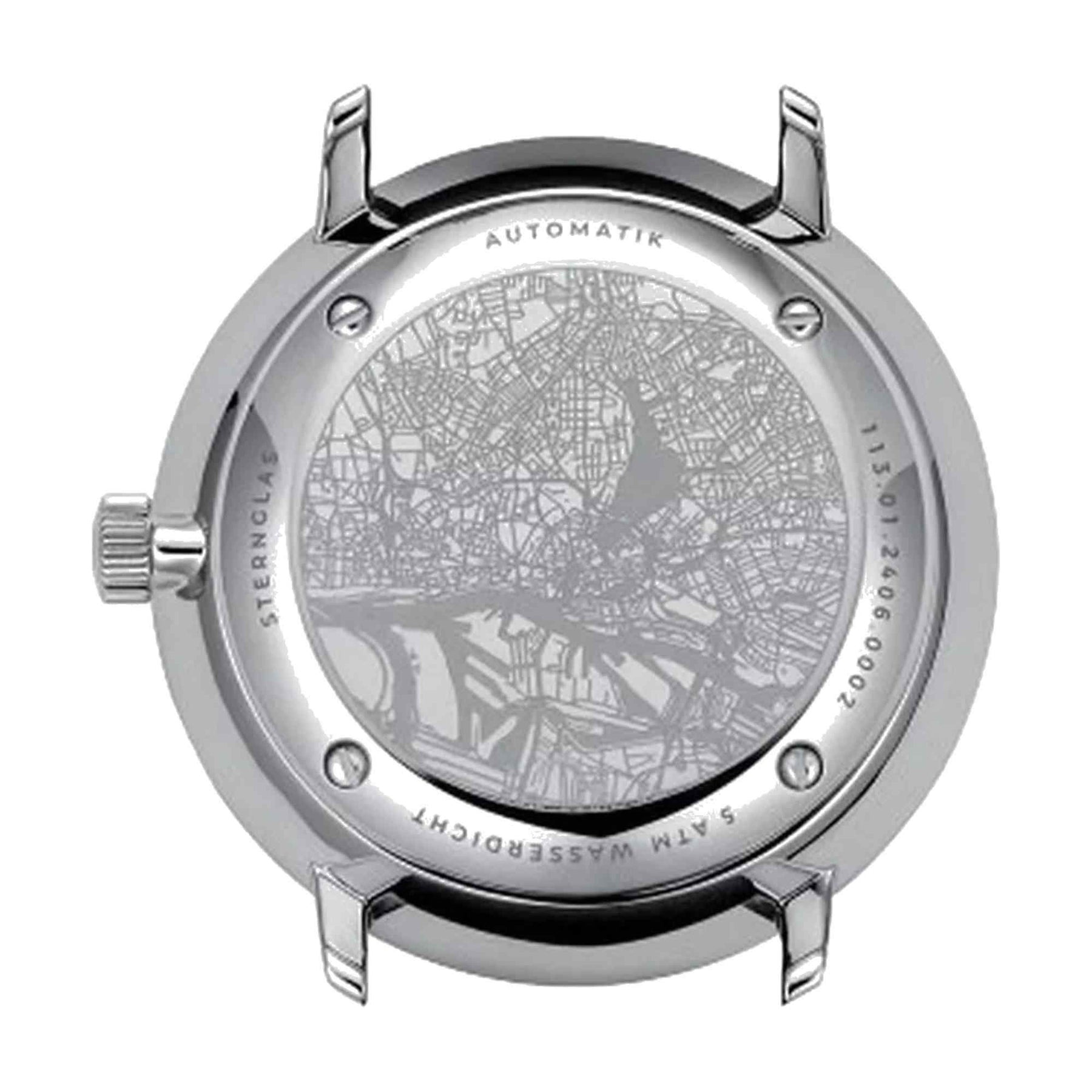 Sternglas HAMBURG 42mm Automatic Watch S02-HH39-ME08, Graphite Grey Dial, Sapphire Crystal, SuperSlim Silver Stainless Steel Bracelet, 5 ATM Water Resistant