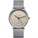 Sternglas LUMATIK 38mm Automatic Watch S02-LM26-MI04, Beige Silver Dial, Sapphire Crystal, Milanaise Silver Strap, 5 ATM Water Resistant