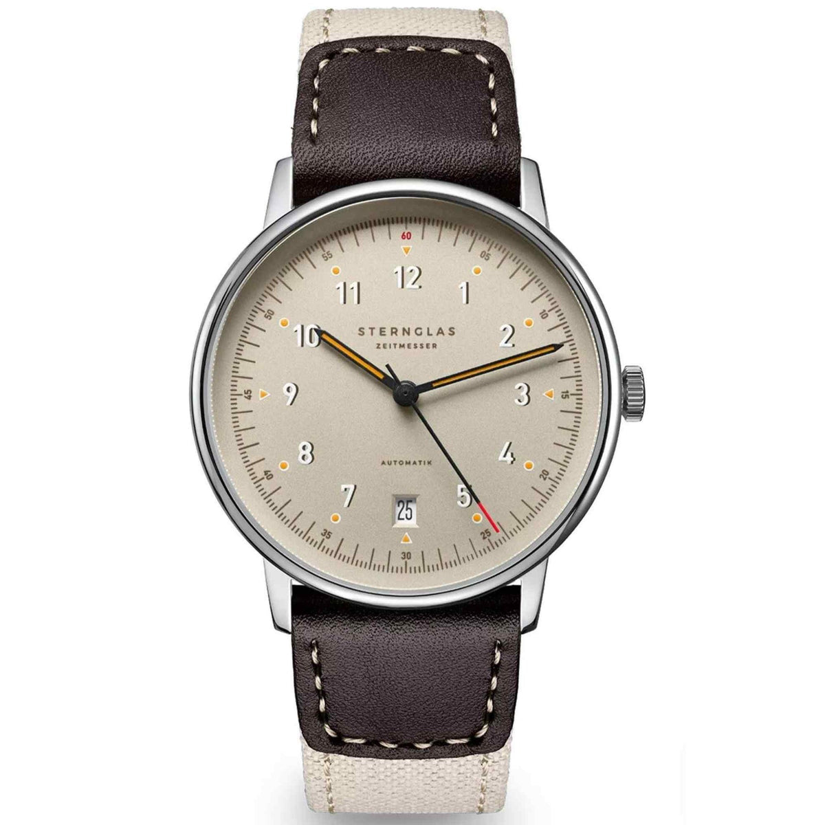 Sternglas LUMATIK 38mm Automatic Watch S02-LM26-NY06, Beige Dial, Sapphire Crystal, Nylon Beige Strap, 5 ATM Water Resistant