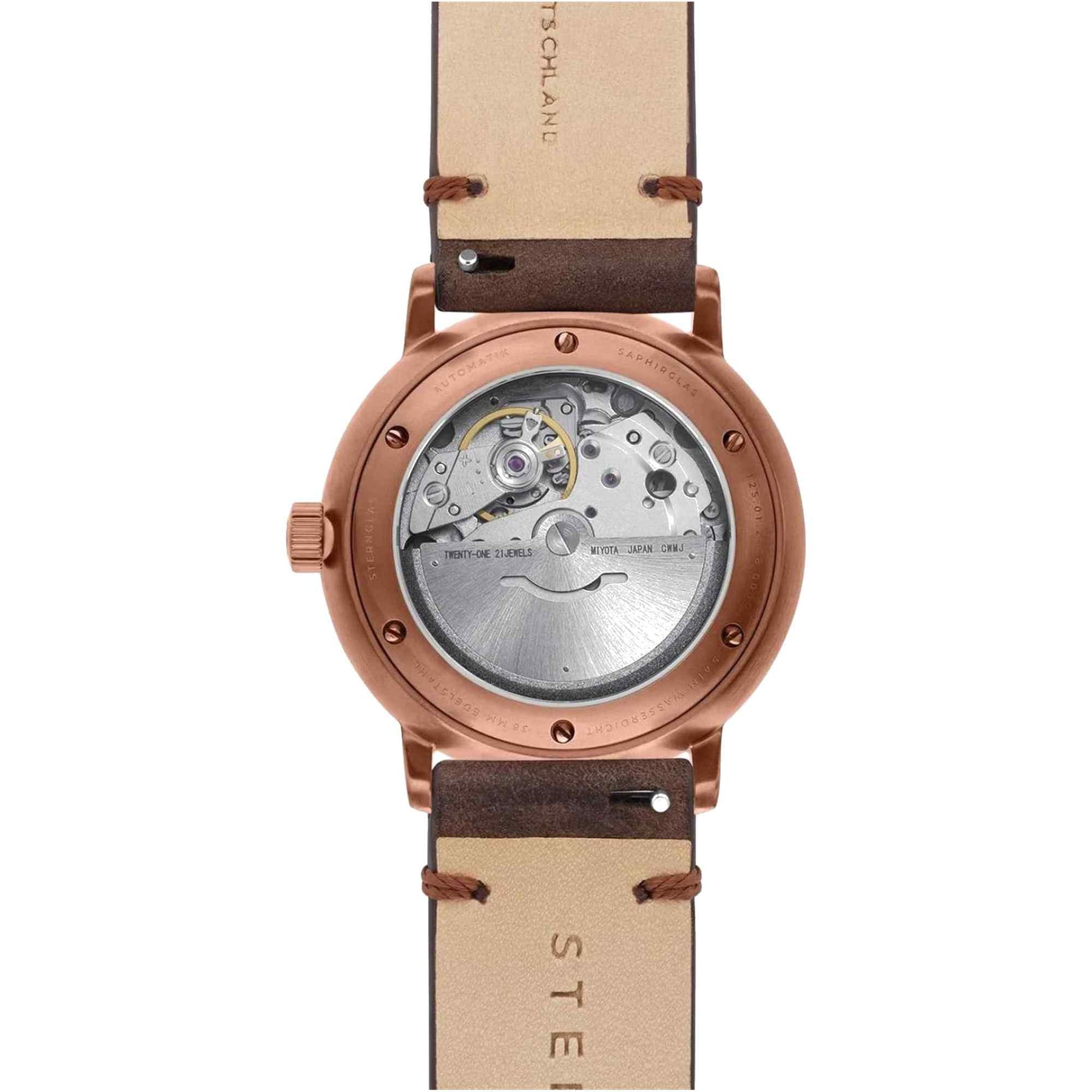 Sternglas NAOS Automatik Bronze 38mm Automatic Watch S02-NA42-VI17, Alabaster Dial, Sapphire Crystal, Vintage Mocha Leather Strap, 5 ATM Water Resistant