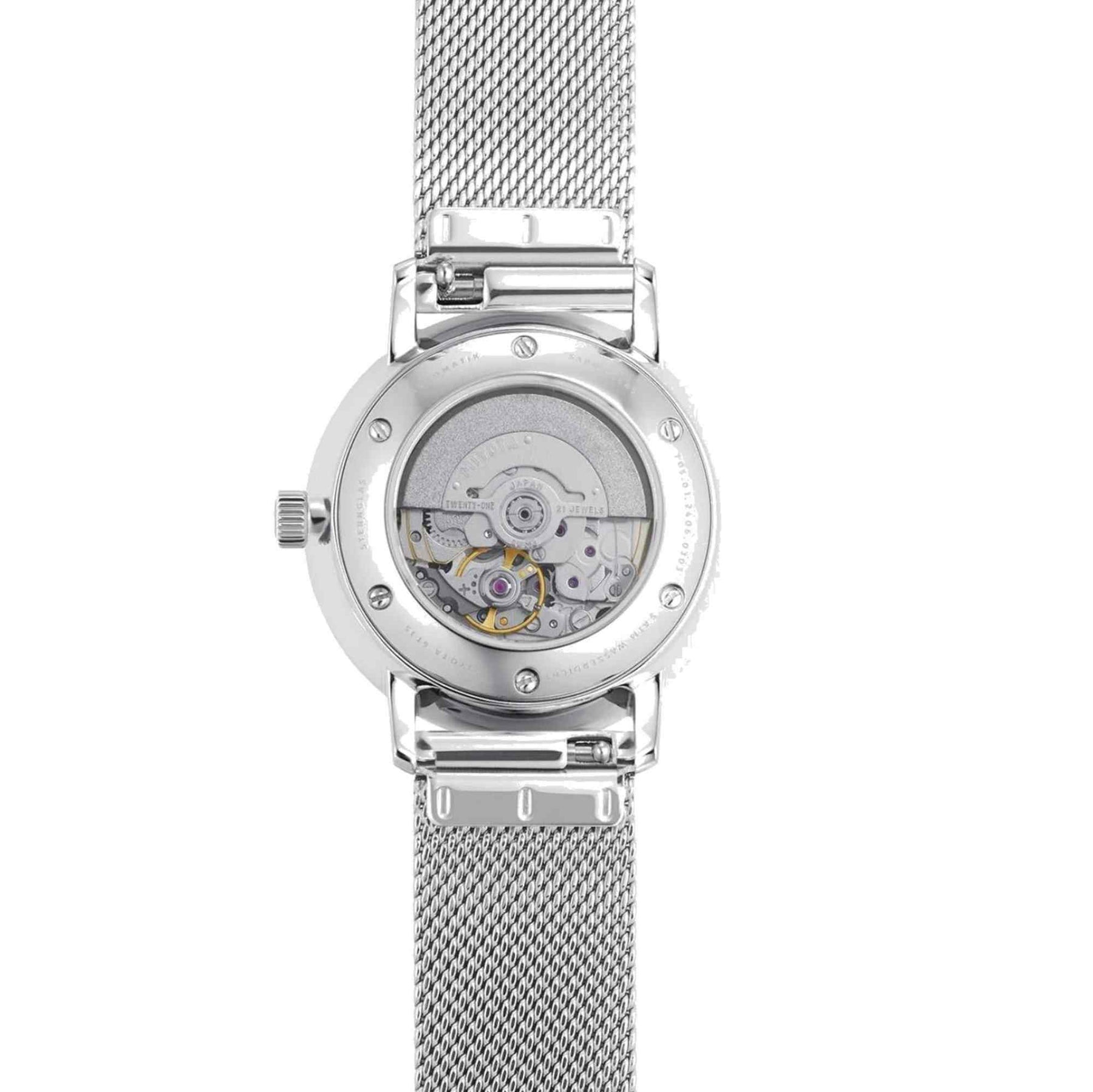 Sternglas NAOS XS Automatik 33mm Watch S02-ND01-MI01 – White Dial, Sapphire Crystal, Silver Milanese Strap, 5 ATM Water Resistant