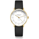 Sternglas NAOS XS 33mm Automatic Watch S02-ND02-KL08, White Dial, Sapphire Crystal, Gold Case, Black Leather Strap, 5 ATM Water Resistant