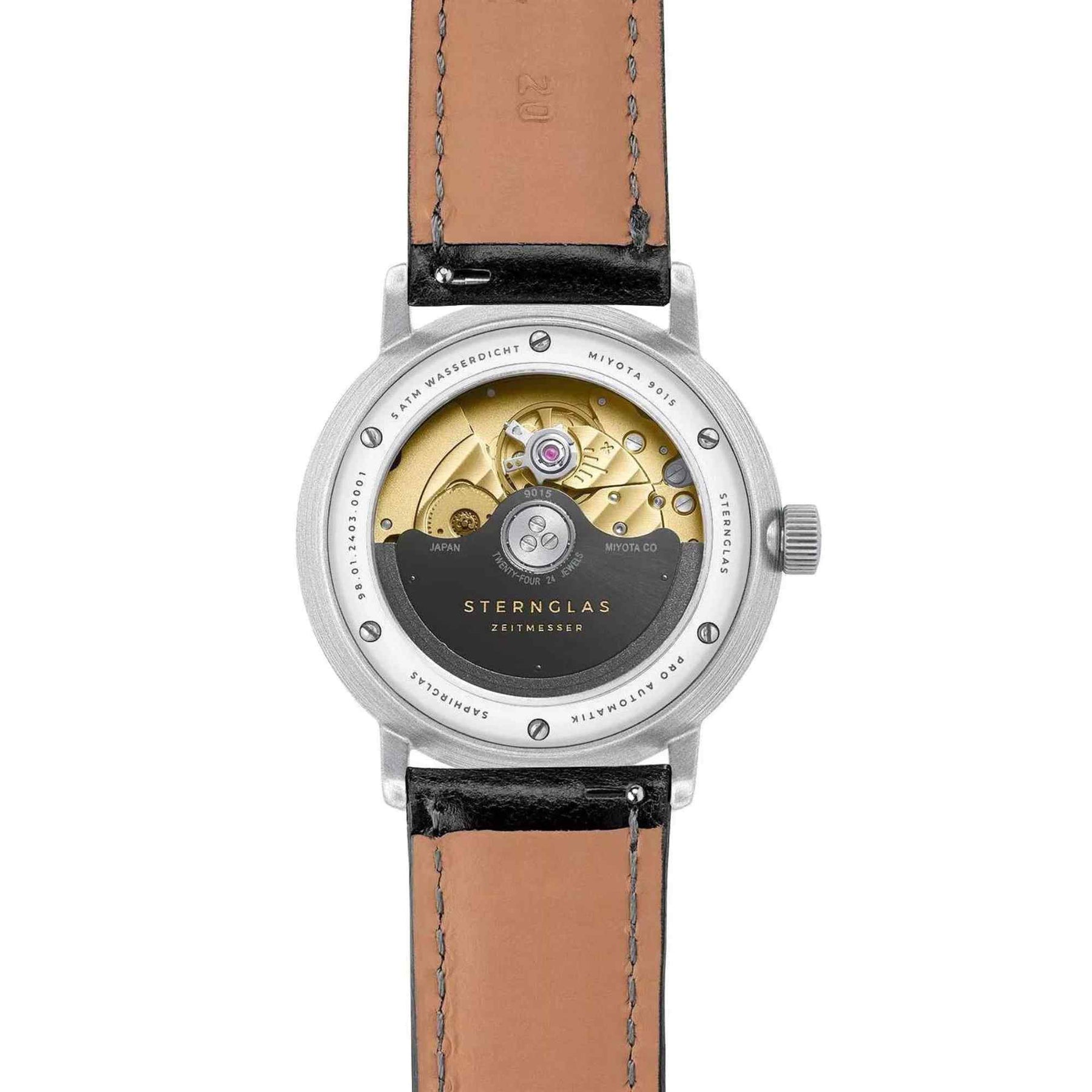 Sternglas NAOS PRO Automatik 38mm Watch S02-NP26-BR02, Alabaster Dial, Sapphire Crystal, Bridle Black Leather Strap, 5 ATM Water Resistant