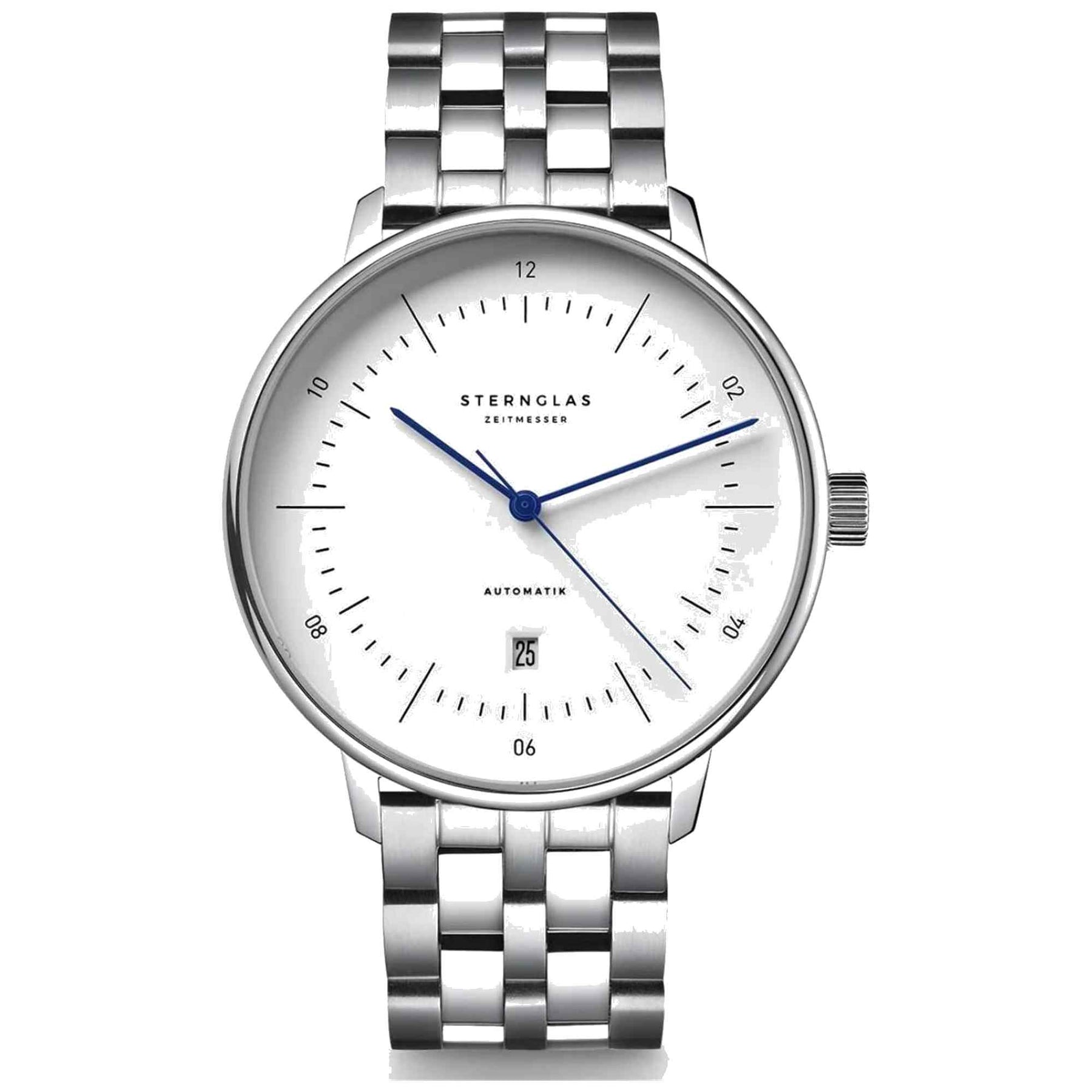 Sternglas Naos XL Automatik 42mm S02-NX44-ME13 – White Dial, Sapphire, Steel Bracelet, 5 ATM