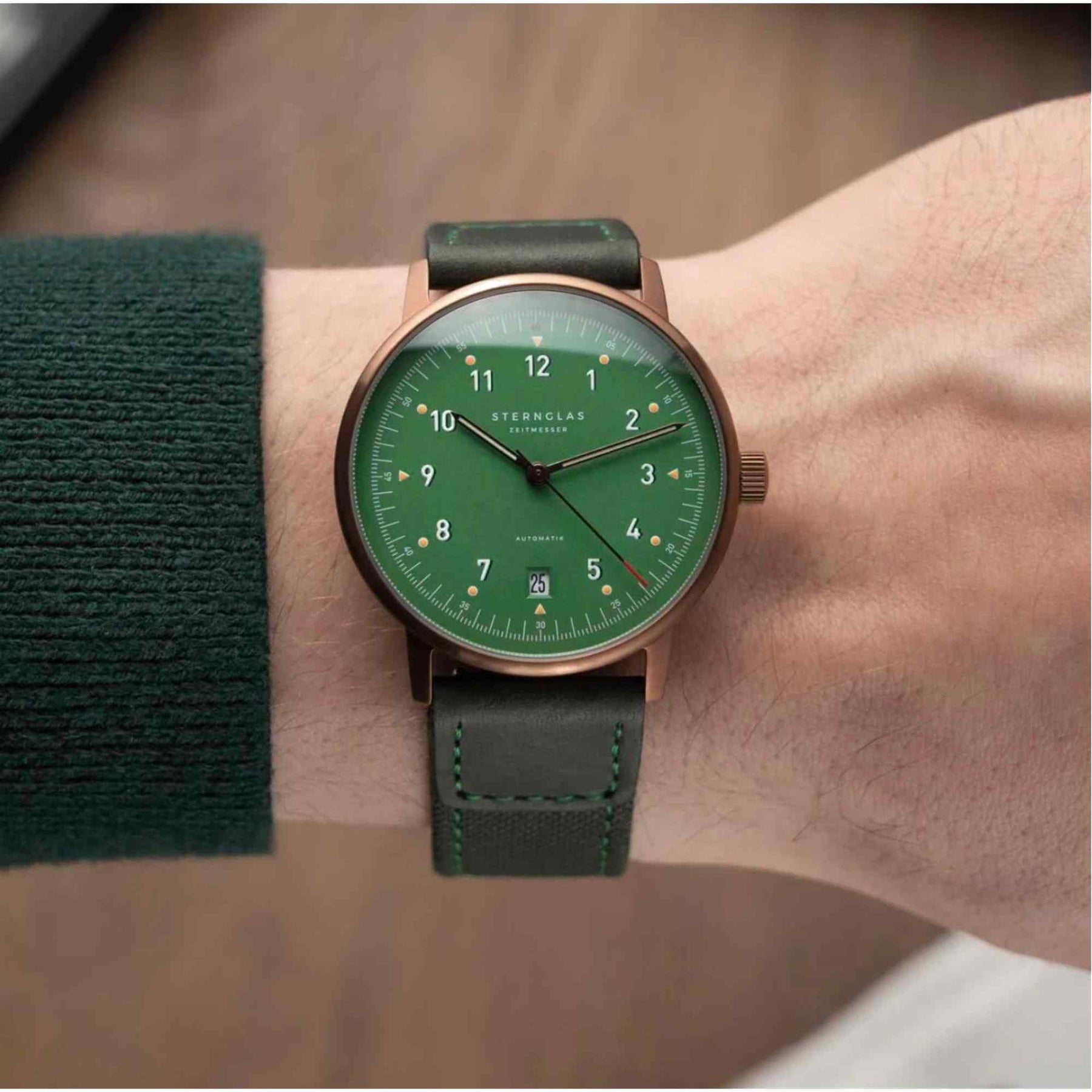 Sternglas Lumatik Edition 38mm Watch S02-LMR19-NY07, Green Dial, Sapphire Crystal, Green Nylon Strap, 5 ATM Water Resistant
